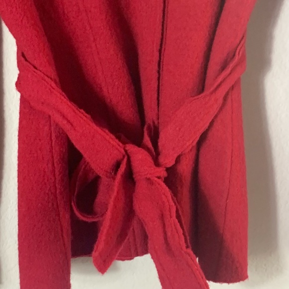 Cabi Women's Large Semi-Formal Red Merino Wool Belted Sweater Jacket Style #167 - Picture 4 of 9
